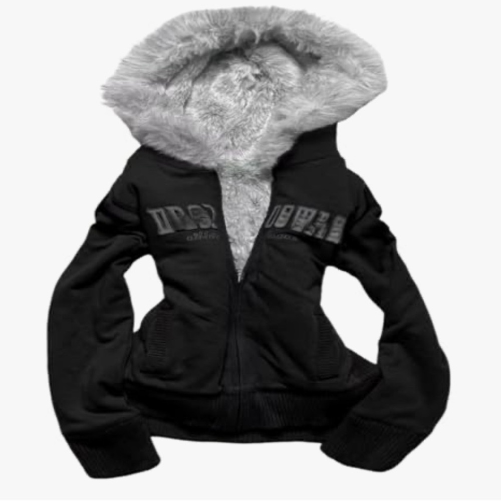 Cozy Black Teddy Jacket with Faux Fur Lining